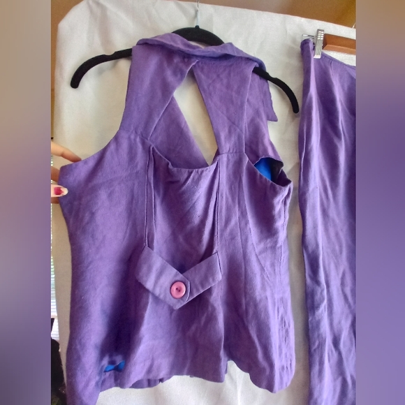 Vintage two piece retro purple pant set - Picture 4 of 6